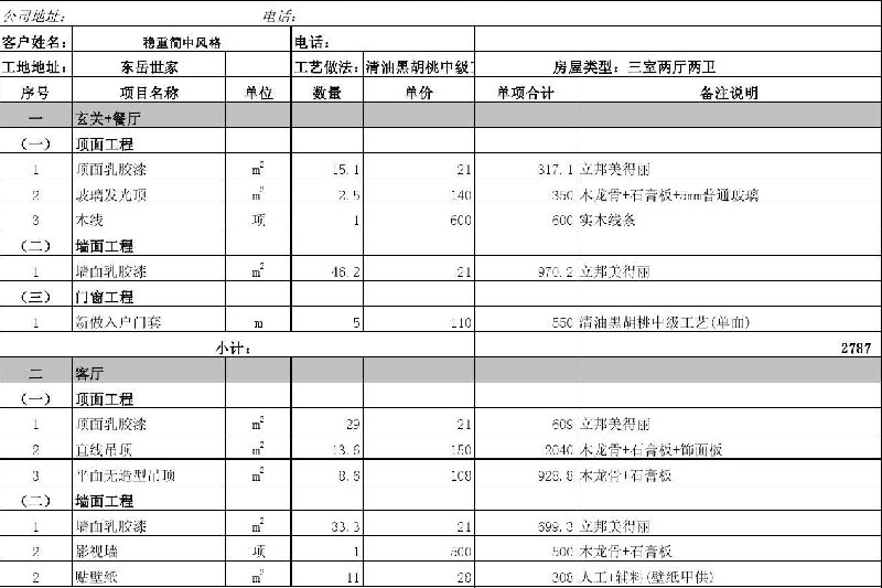 装修报价单不透明