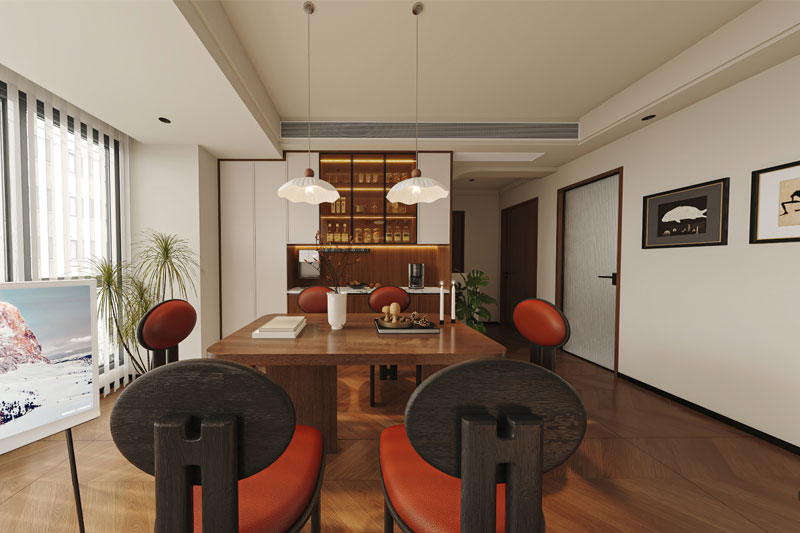 重庆中建光屿装修中古风三室两厅